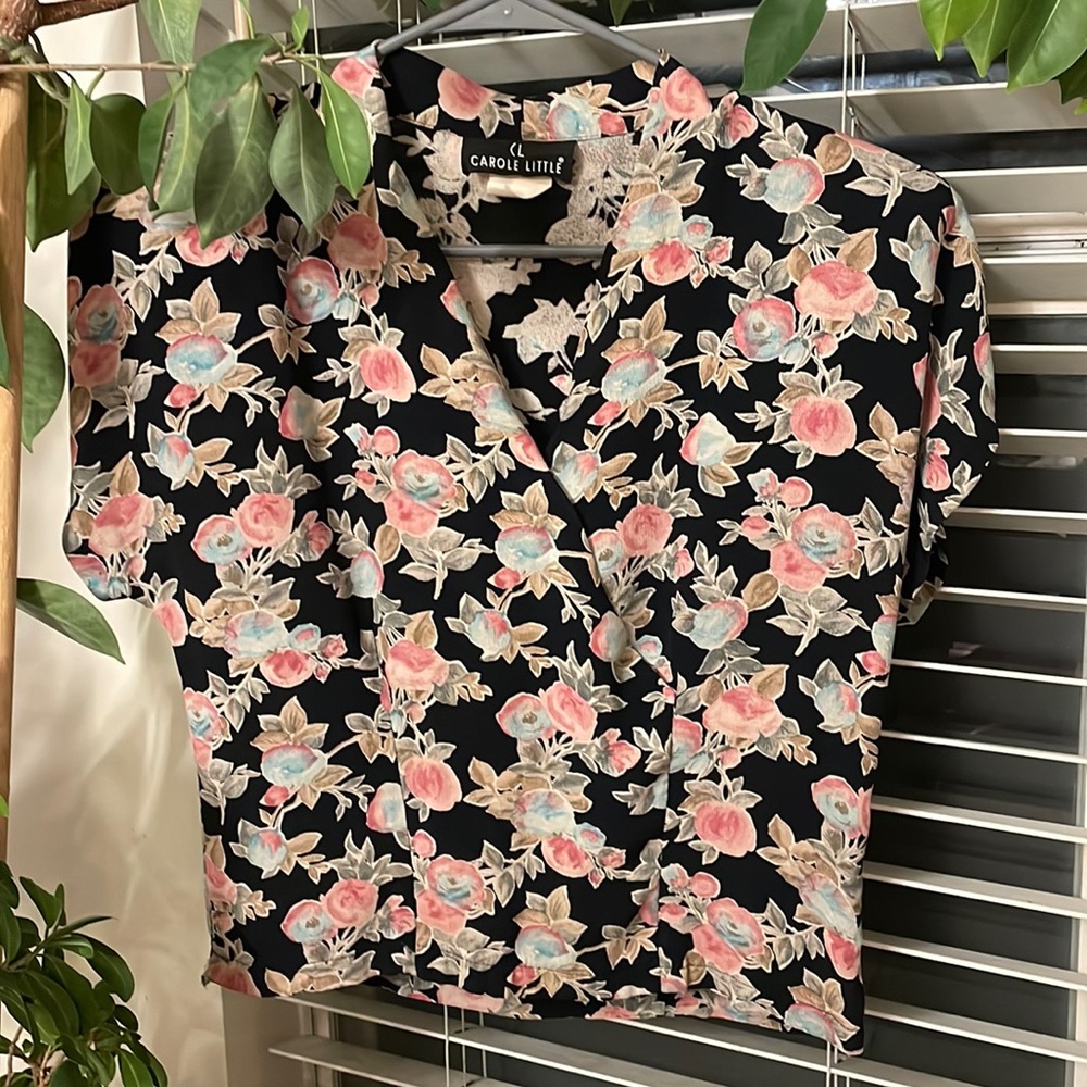 Carole Little Vintage Work Wear Printed Top- Size 4